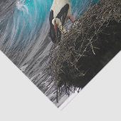 Weefselpapier met oceaan en nestende vogel tissuepapier (Detail)