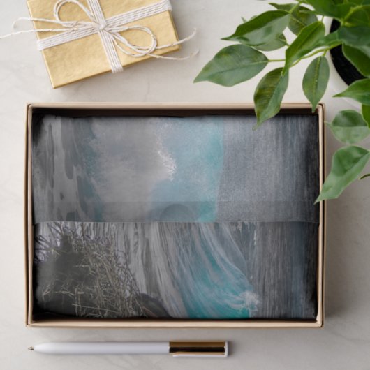 Weefselpapier met oceaan en nestende vogel tissuepapier (Geschenk)