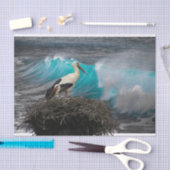 Weefselpapier met oceaan en nestende vogel tissuepapier (Craft)