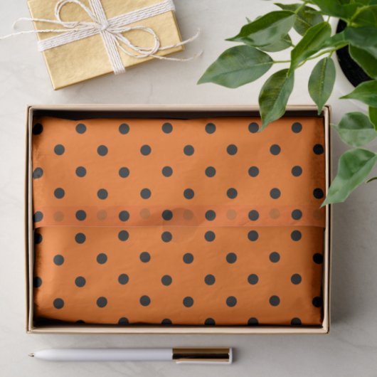 Weefselpapier met Oranje/zwarte pooldots Tissuepapier (Geschenk)