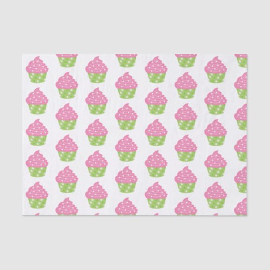 Weefselpapier met roze en groene taart tissuepapier (Voorkant)