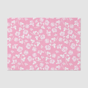 Weefselpapier met roze en witte flora/Rozen Tissuepapier