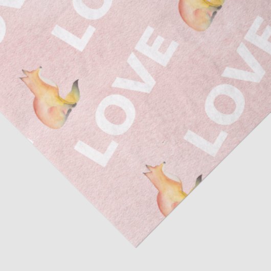 Weefselpapier met roze fox cute Waterverf Tissuepapier (Detail)