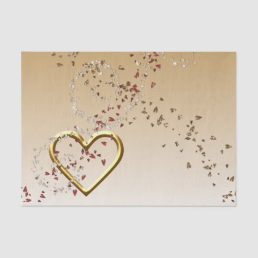 Weefselpapier met Valentijnsdag Gold Heart Tissuepapier (Voorkant)