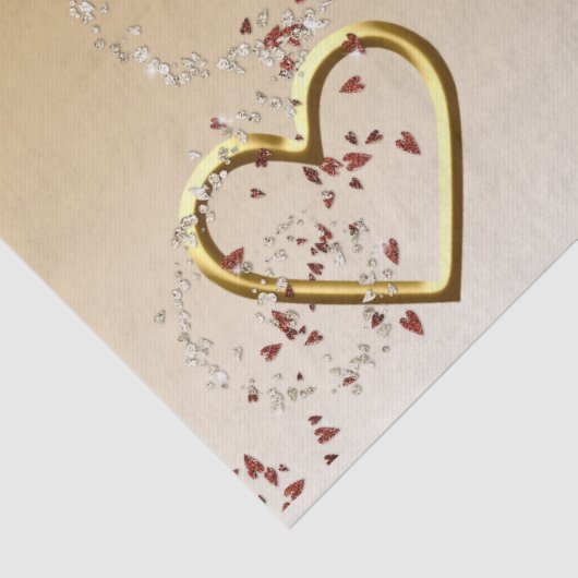 Weefselpapier met Valentijnsdag Gold Heart Tissuepapier (Detail)