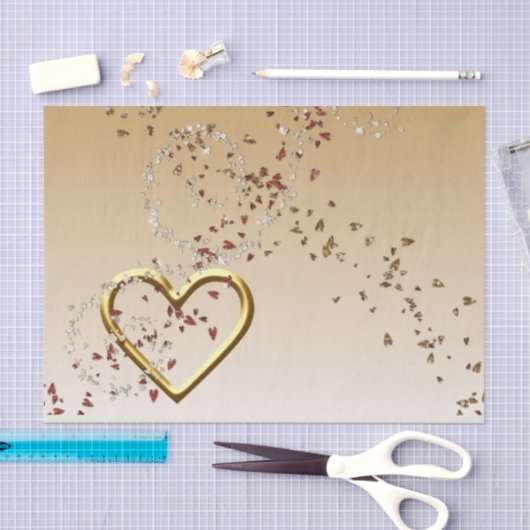 Weefselpapier met Valentijnsdag Gold Heart Tissuepapier (Craft)