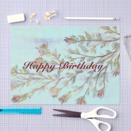 Weefselpapier met Waterverf bloemen in Bourgogne Tissuepapier (Craft)