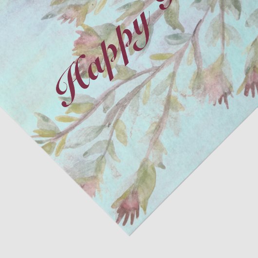 Weefselpapier met Waterverf bloemen in Bourgogne Tissuepapier (Detail)