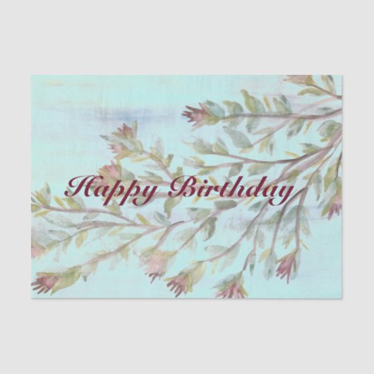 Weefselpapier met Waterverf bloemen in Bourgogne Tissuepapier (Voorkant)