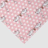 Weefselpapier met witte doven en liefdesharten tissuepapier (Detail)