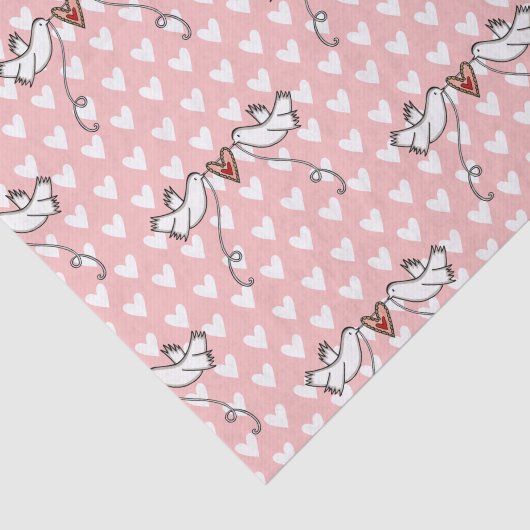 Weefselpapier met witte doven en liefdesharten tissuepapier (Detail)