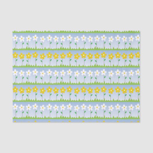 Weefselpapier met witte en gele bloemen tissuepapier (Voorkant)
