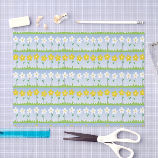 Weefselpapier met witte en gele bloemen tissuepapier (Craft)