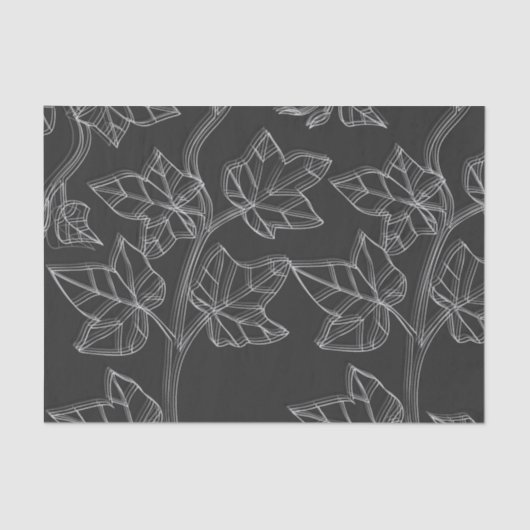 Weefselpapier met zwarte en witte bladeren tissuepapier (Voorkant)