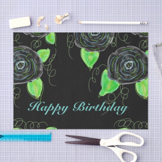 Weefselpapier met zwarte Floral afdrukken Tissuepapier (Craft)