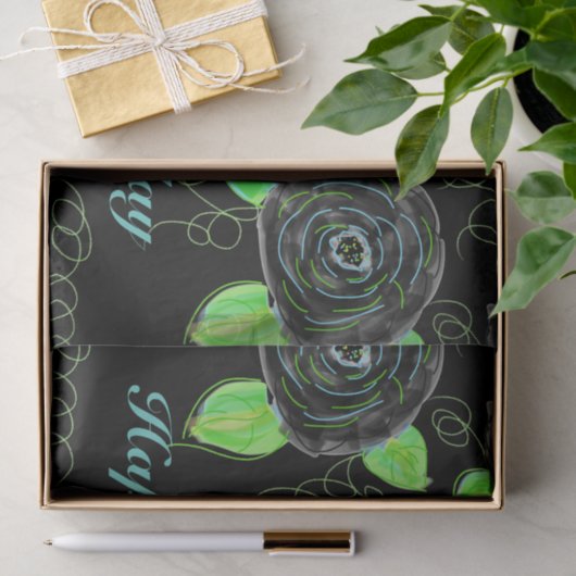 Weefselpapier met zwarte Floral afdrukken Tissuepapier (Geschenk)