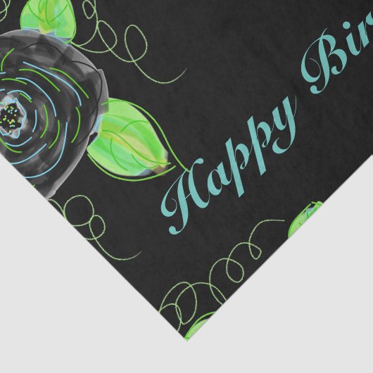 Weefselpapier met zwarte Floral afdrukken Tissuepapier (Detail)