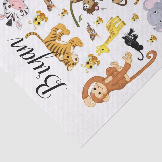 Weefselpapier Monkey Tigers Elephant Tissuepapier (Detail)