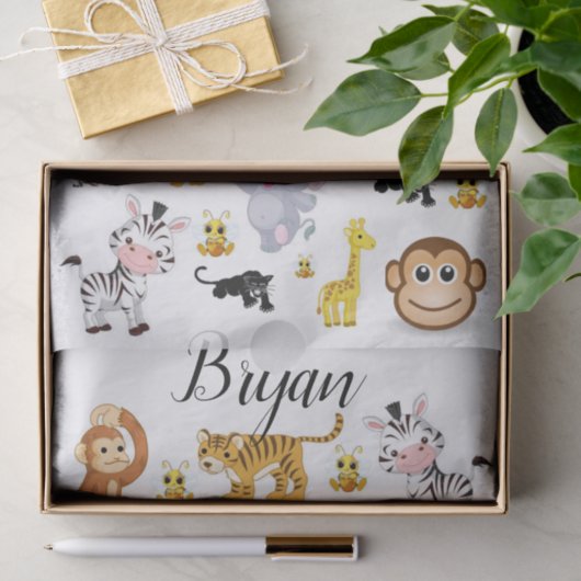 Weefselpapier Monkey Tigers Elephant Tissuepapier (Geschenk)