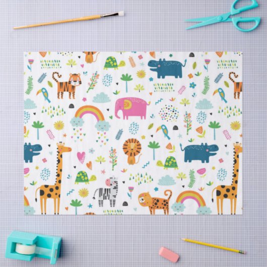 WEEFSELPAPIER : OERWOUD DIEREN TISSUEPAPIER (Craft)