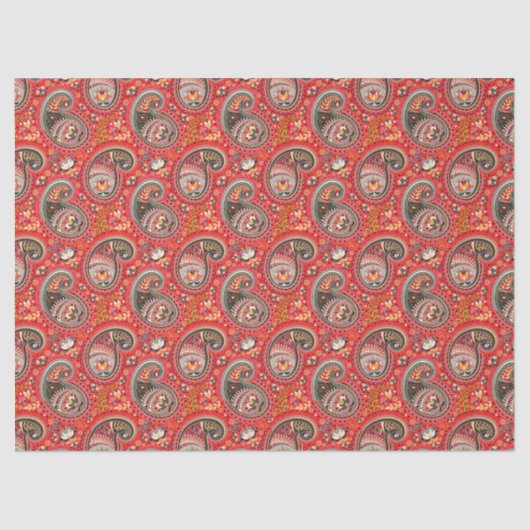 Weefselpapier ontkoppelen - Abstract Paisley Red Tissuepapier (Voorkant)