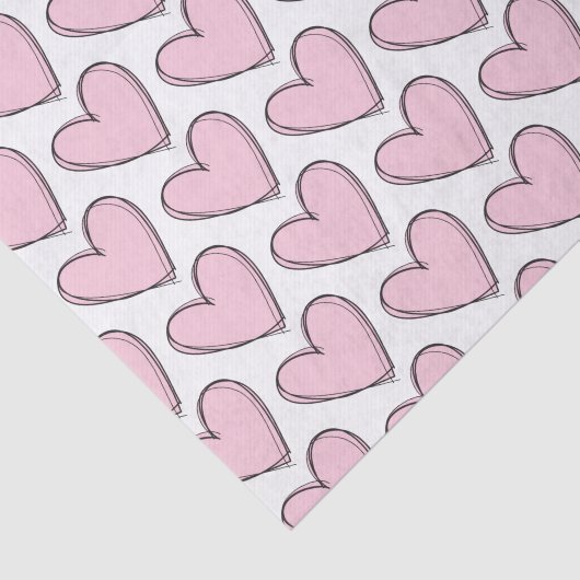 Weefselpapier ontkoppelen - Roze harten Tissuepapier (Detail)