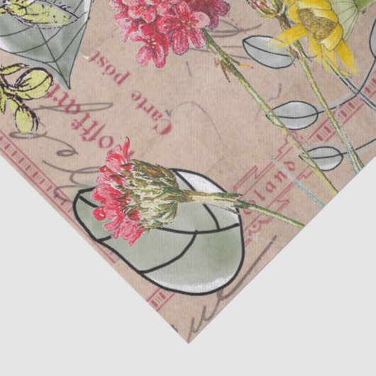 Weefselpapier ontkoppeling - Briefkaart met houtbl Tissuepapier (Detail)