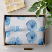 Weefselpapier + Ontkoppelpapier - Blauwe papavers Tissuepapier (Geschenk)