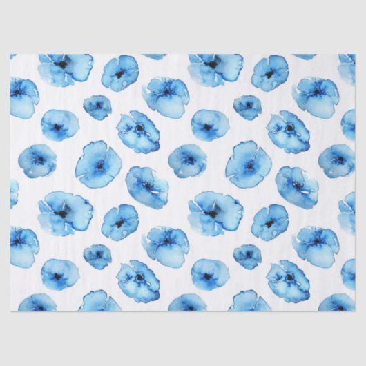 Weefselpapier + Ontkoppelpapier - Blauwe papavers Tissuepapier (Voorkant)