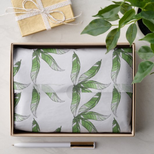 Weefselpapier - ontwerp met groene veren tissuepapier (Geschenk)