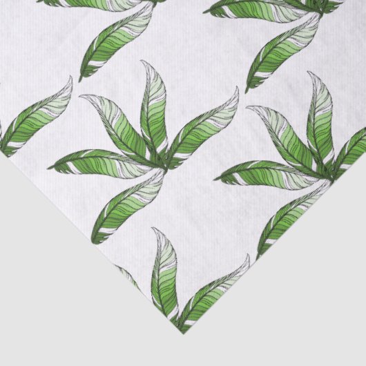 Weefselpapier - ontwerp met groene veren tissuepapier (Detail)