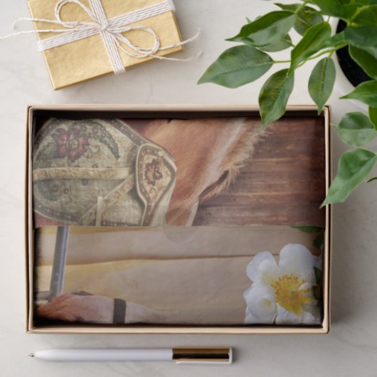 Weefselpapier Paard Bloemen Tissuepapier (Geschenk)