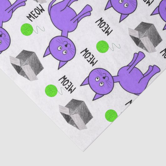 Weefselpapier Paarse katten Tissuepapier (Detail)