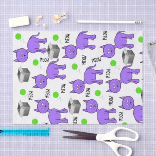 Weefselpapier Paarse katten Tissuepapier (Craft)