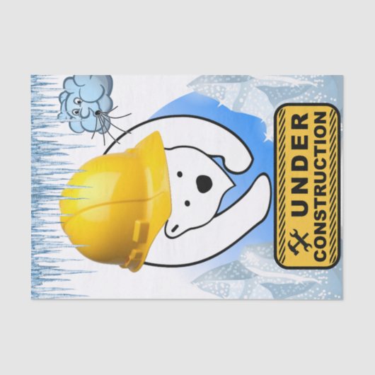 Weefselpapier Polair Beer in bouwwolken Tissuepapier (Voorkant)