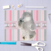 Weefselpapier Polaire Beer roze stropen Tissuepapier (Craft)