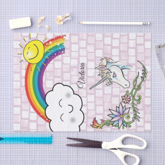 Weefselpapier regenboogUnicorn Tissuepapier (Craft)