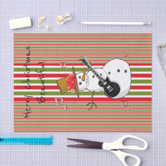 Weefselpapier rood, wit streep Snowman Tissuepapier (Craft)