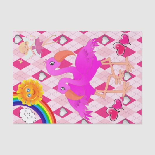 Weefselpapier Roze fairy Flamingo Rainbow Sun Tissuepapier (Voorkant)