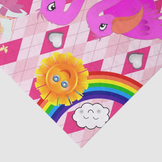 Weefselpapier Roze fairy Flamingo Rainbow Sun Tissuepapier (Detail)