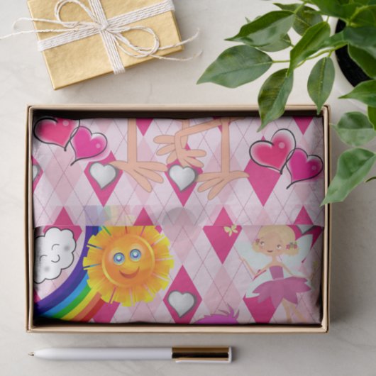 Weefselpapier Roze fairy Flamingo Rainbow Sun Tissuepapier (Geschenk)