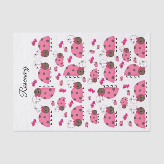 Weefselpapier Roze lieveheersbeestjes Tissuepapier (Voorkant)
