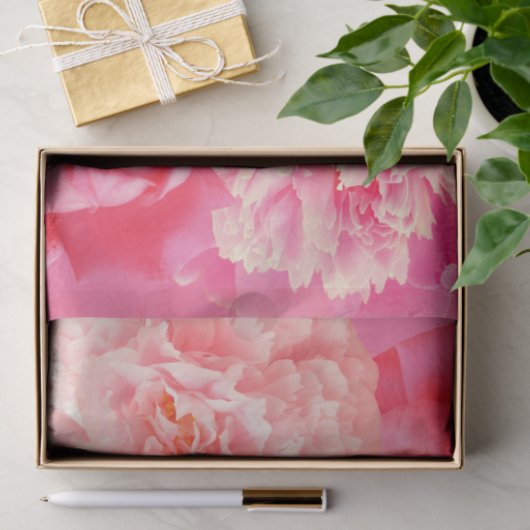 Weefselpapier Roze Peach Peonies Rozen Tissuepapier (Geschenk)