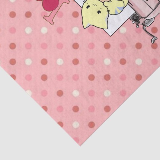 Weefselpapier Roze schrijfmachine Kittens Cats Tissuepapier (Detail)