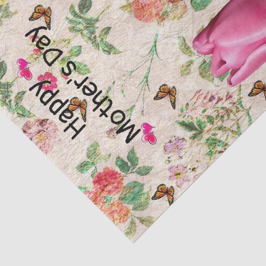 Weefselpapier - roze tulpen vlinderbloemharten tissuepapier (Detail)