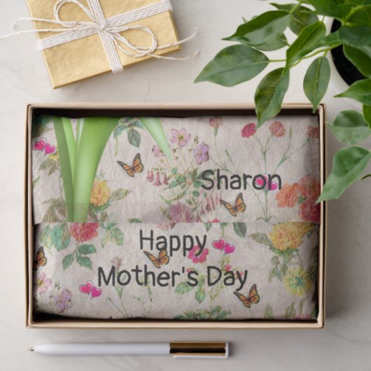 Weefselpapier - roze tulpen vlinderbloemharten tissuepapier (Geschenk)