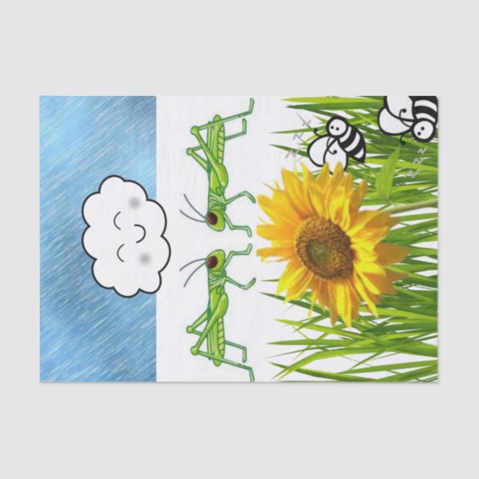 Weefselpapier, sprinkhaan Sun Bumblebee Grass Tissuepapier (Voorkant)