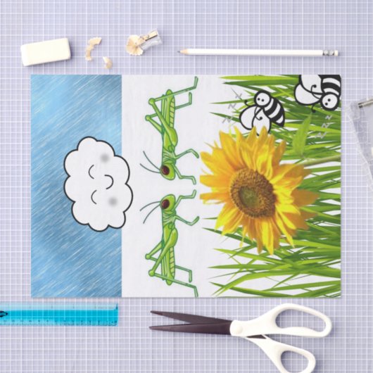 Weefselpapier, sprinkhaan Sun Bumblebee Grass Tissuepapier (Craft)
