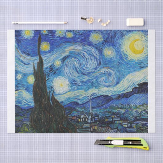WEEFSELPAPIER : STERRENNACHT VAN GOGH TISSUEPAPIER (Craft)
