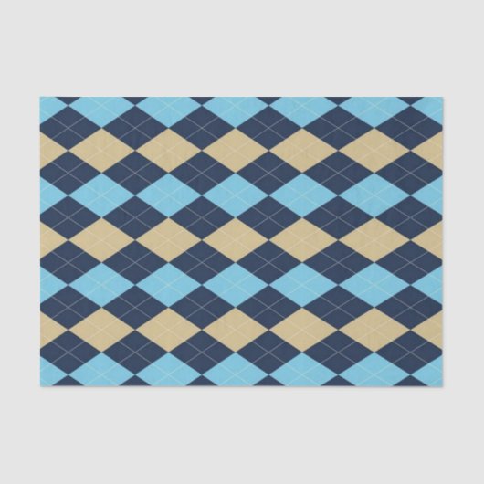 Weefselpapier Strepen Blauw Plaid Tissuepapier (Voorkant)